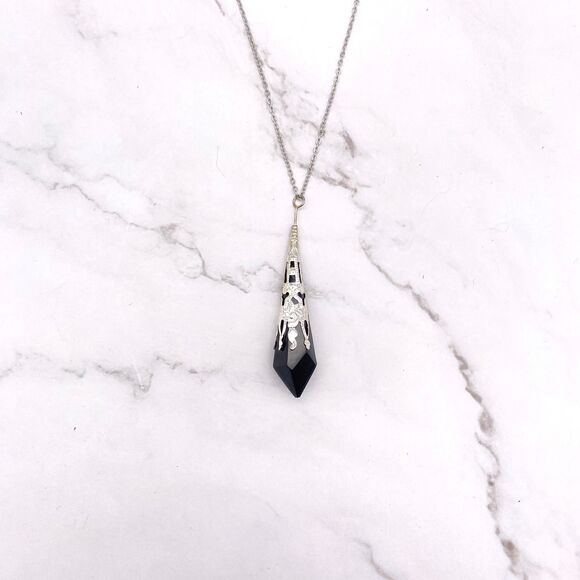 Black Resin Pendulum Necklace - Picture 5 of 10